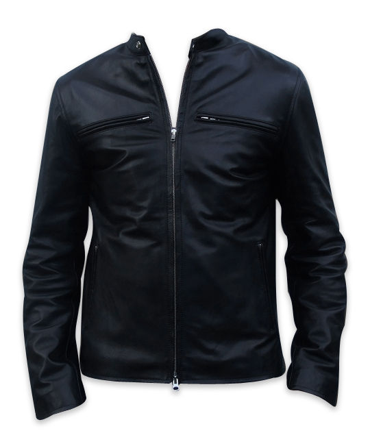 men s fashion soft aniline black leather jacket