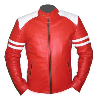Stylish Mens Red white soft leather jacket