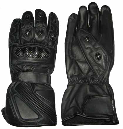 Motorbike Racing Black Color Leather Gloves