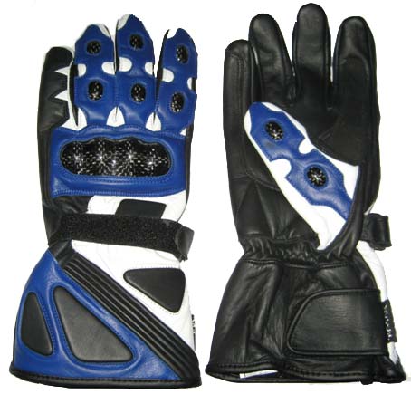Motorbike Racing Leather Blue Gloves