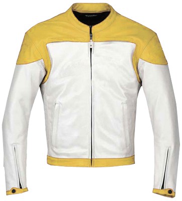 Stylish Yellow White Motorbike leather jacket