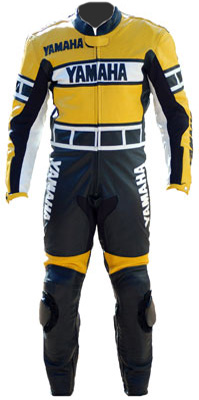 Yamaha yellow black racing leather suit