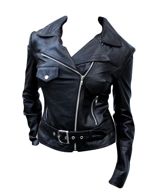 ladies classic motorcycle leather jacket black